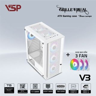 Vỏ Case VSP V3 WHITE (SẴN 3 FAN LED)