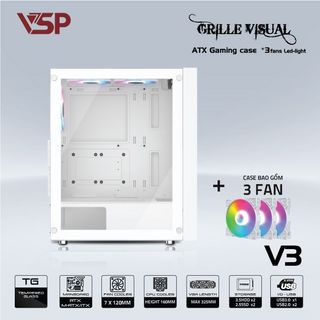 Vỏ Case VSP V3 WHITE (SẴN 3 FAN LED)