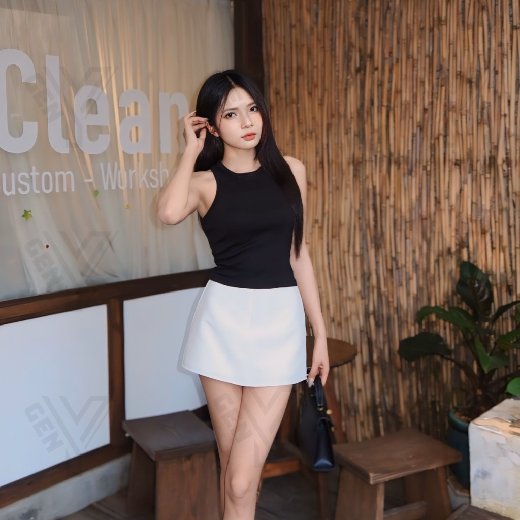 [QUÀ TẶNG CỘT TÓC] Áo 3 lỗ nữ dáng dài GenY cổ tròn ôm body, Áo tank top dáng ôm TRẮNG/ĐEN vải co giãn 3L2 | BigBuy360 - bigbuy360.vn