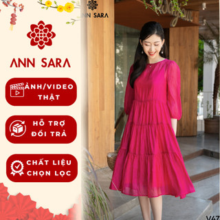 Váy Hồng Cánh Sen Nữ, Đầm Dáng Dài Chất Trơn Dài Tay Sang Trọng Dự Tiệc ANN SARA V474