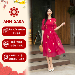 Đầm/váy nữ dáng dài nhún eo nhẹ nhàng tay lỡ trẻ trung nữ tính dịu dàng ANN SARA