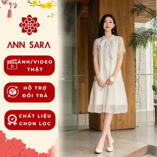 Đầm/váy nữ dáng dài suông nhẹ nhàng cổ thắt nơ tay ngắn nhiều màu đẹp nhẹ nhàng ANN SARA