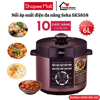Nồi áp suất điện đa năng Seka SK5858 dung tích 6L công suất 1000W lòng nồi chống dính cao cấp bảo hành 12 tháng