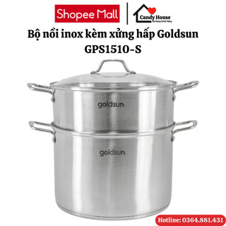 Bộ nồi inox kèm xửng hấp Goldsun GPS1510-S luộc gà đa năng dùng được bếp từ