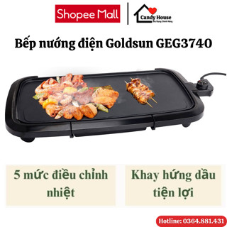Bếp nướng điện Goldsun GEG3740 công suất 2000W, bếp nướng phủ chống dính có rãnh thoát dầu mỡ bảo hành 12 tháng