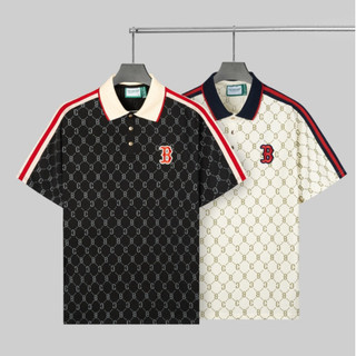 Áo polo the bad god monogram logo thêu phối sọc tay chất cotton gai dày dặn - áo polo nam nữ dáng unisex hot trend 2024