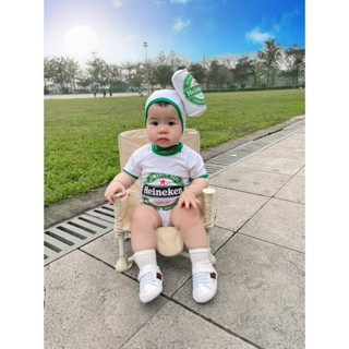  Set body cộc kèm mũ Bia Tiger và Heineken siêu cute cho bé 
