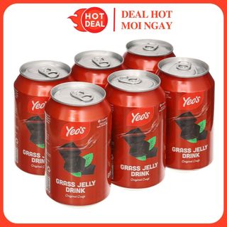 Lốc 6 Lon nước sương sáo Yeo's chiết xuất từ sương sáo tự nhiên hương vị thanh mát 300ml