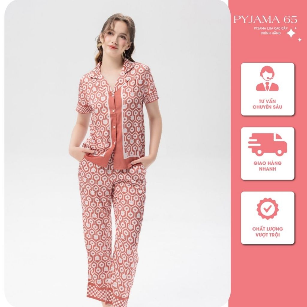 Set pijama nữ IK siêu đẹp, chất lụa luxury mềm mịn thoáng mát, họa tiết trẻ trung kiểu dáng áo tay c