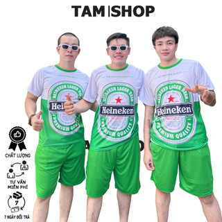 Bộ thể thao thun lạnh nam nữ BIA HEINEKEN mặc nhà đi chơi kiểu dáng thời trang phong cách - TâmShop