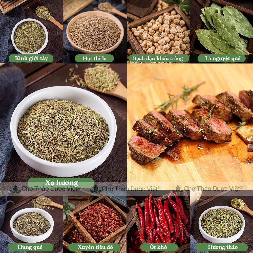 Lá xạ hương 100g, thyme, lá thơm xạ hương và 20 loại gia vị tự chọn, tẩm ướp thịt chế biến món ăn