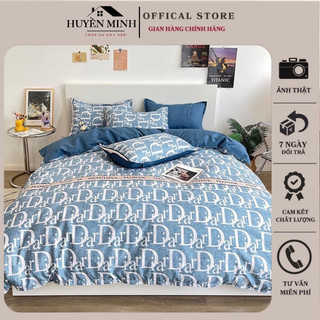 Bộ chăn ga và vỏ gối thời trang Dio xanh Poly Cotton bộ chăn ga gối 5 món cao cấp