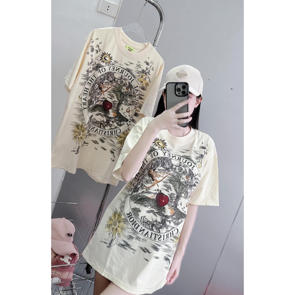 Áo thun nữ tay lỡ chất cotton khô 3158 Áo thun nữ tay lỡ chất cotton khô 3158 OURNEY phong cách Hàn 