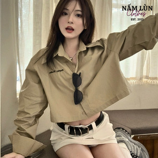 Áo sơ mi croptop Nấm Lùn Clothes Áo sơ mi Tay dài Áo croptop phong cách Hàn Quốc Sơ mi nữ A021