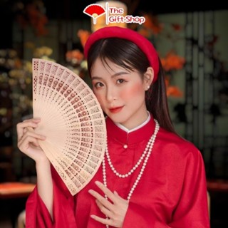 Quạt cổ trang gỗ trơn không màu ( làm oản, tháp, giỏ quà tặng, đám cưới)