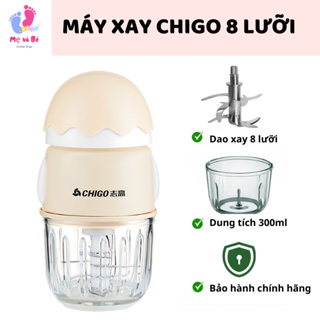 Máy Xay Ăn Dặm Cầm Tay Mini Đa Năng Tiện Dụng CHIGO 8 Lưỡi Cối Thủy Tinh