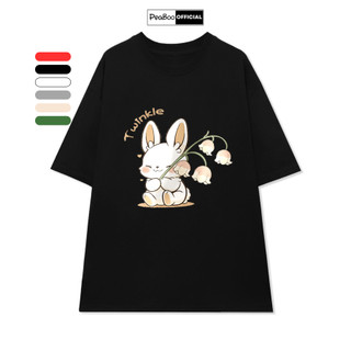 Áo Thun Nữ, Áo Phông Unisex By PEABOO Mã TN Twinkle Rabbit Chất Cotton Thoáng Mát Form Rộng Tay Lỡ Cho Nam Nữ