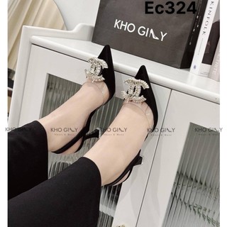 Giày sandal cao gót mũi nhọn x đá gót đũa tiểu thư, công sở