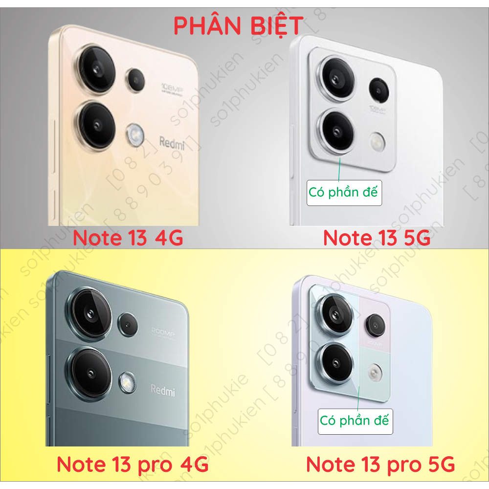Ốp Lưng viền vuông Xiaomi redmi Note 13 Pro 5g - Note 13 4g 5g Viền bóng mạ vàng sang trảnh