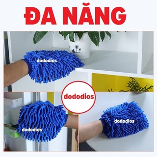 Găng tay lau xe chuyên dụng cho xe đạp, ô tô, xe máy - 2 mặt - Găng tay rửa xe sợi Microfiber - Hãng dododios