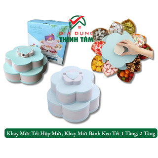 Khay mứt tết hộp mứt, khay mứt bánh kẹo tết 1 tầng, 2 tầng xoay cho ngày tết