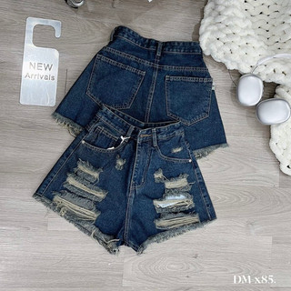 Quần short jean nữ lưng cao rách nhiều cá tính