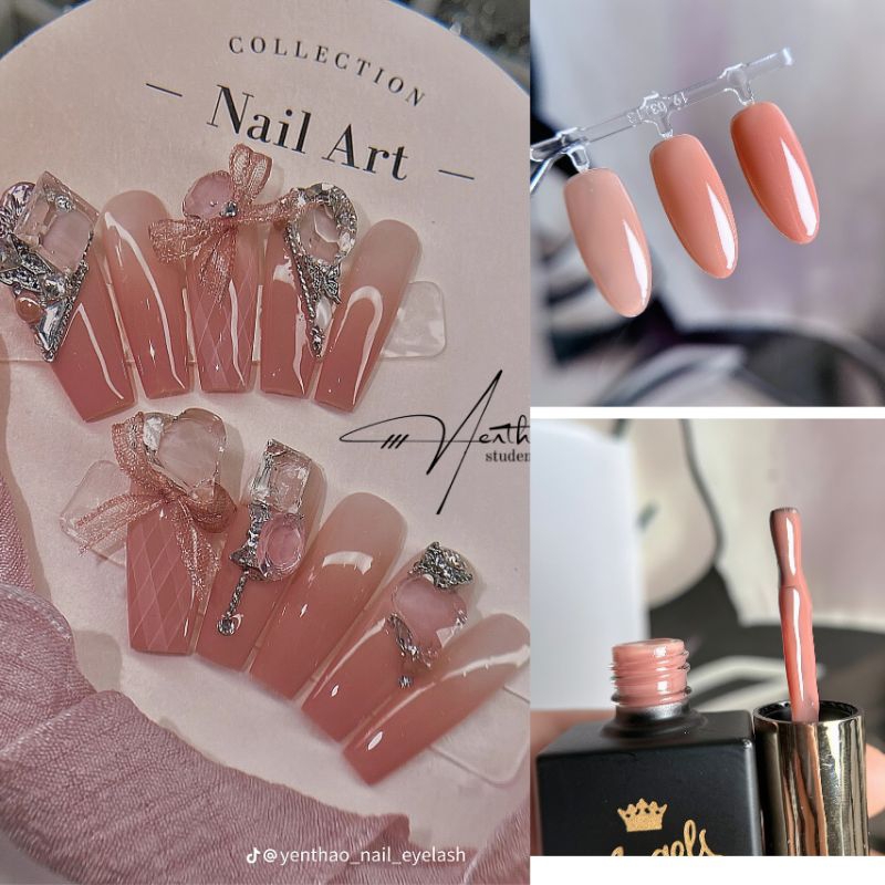 Sơn thạch đục-sơn thạch cam nude đậm nail-sơn gel nail mới 15ml