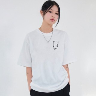 Áo thun tay lỡ có size unisex nam nữ hình gấu