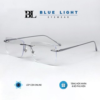 Gọng Kính Cận, Kính Giả Cận Nam Nữ BLUE LIGHT, Gọng Kính Khoan, Không Viền, Kim Loại Bắt Ốc Vít, Đơn Giản, Thanh Lịch