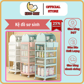 Kệ để đồ sơ sinh Kiddo Mart kệ để bỉm, sữa, quần áo cho có bánh xe đa năng