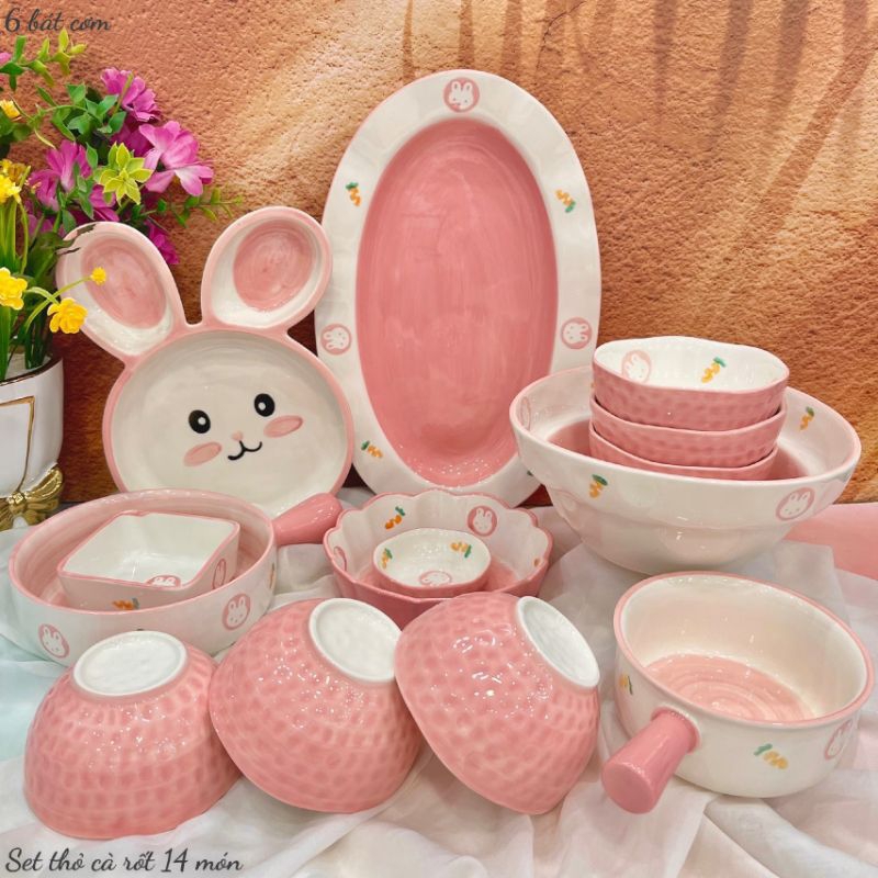 Set bát đĩa thỏ cà rốt tách lẻ