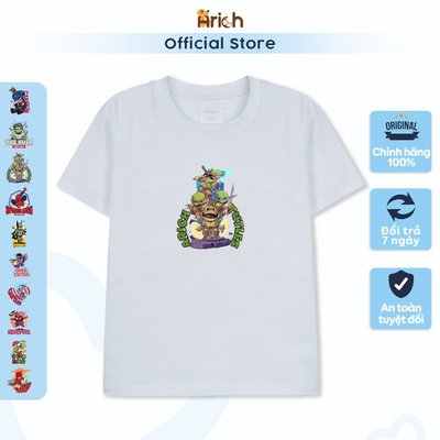 Áo thun trắng cộc tay Arich in hình SUPER HERO vải sợi tre mềm mịn, thoáng mát, áo cho bé 18th-7tuổi