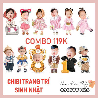 Combo 3 chibi trang trí sinh nhật cho bé