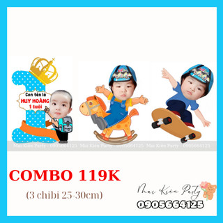 Combo 3 chibi trang trí sinh nhật cho bé