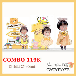 Combo 3 chibi trang trí sinh nhật cho bé