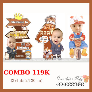 Combo 3 chibi trang trí sinh nhật cho bé