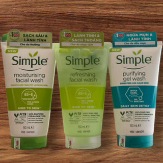 Sữa rửa mặt simple refreshing 150ml sạch dịu nhẹ cho mọi loại da