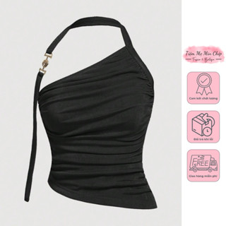 Áo thun vạt chéo dây vòng cổ khoá vàng - 14 màu (Hàng Auth)