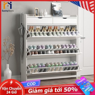 SUNNY Tủ giày thông minh 3 cánh lật cánh trắng khung màu gỗ