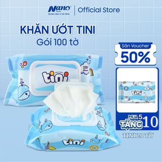 Combo 5 gói Khăn giấy ướt Tini 100 tờ, Khăn ướt cho bé - Nano Tissue