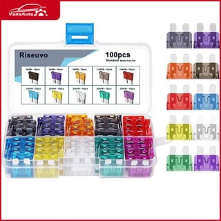 Bộ 100 Cầu Chì Ô Tô Các Loại Bộ Hồ Sơ Kích Thước Trung Loại Lưỡi Cầu Chì Ô Tô Xe Tải 2-35A Cầu Chì Có Hộp Kẹp