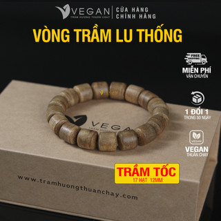 Vòng tay lu thống VEGAN Trầm Hương thuần chay 17 hạt 12mm