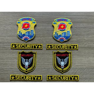 Logo áo Bảo Vệ, Phù hiệu áo bảo vệ, Logo Security thêu sẵn ủi lên áo thun, áo sơ mi