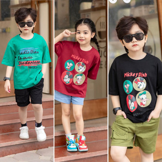 Áo ngắn tay mùa hè LITIBABY cotton bé trai, bé gái vải hàn cao cấp cho bạn 13kg - 62kg
