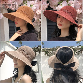 Mũ cói, nón cói mềm hở chóp nơ sau siêu xinh