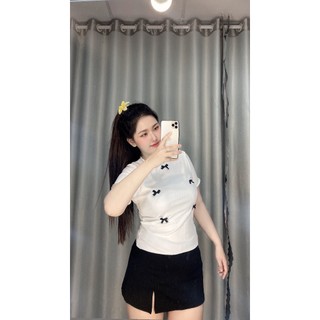 Áo Thun Nữ Basic Đính Nơ Bigsize (60-90kg) - A29