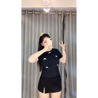 Áo Thun Nữ Basic Đính Nơ Bigsize (60-90kg) - A29