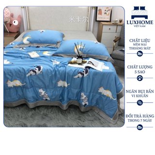 Set 5 Món Chăn Ga Gối Lụa Tencel Luxhome Cao Cấp, Siêu Mịn Mát, Khô Nhanh, Không Bị Co Rút, Hấp Thụ Độ Ẩm