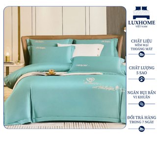 Bộ 4 Món Chăn Ga Gối 100% Cotton Sateen 120S Luxhome Cao Cấp, Chất Liệu Mềm Mát, Thấm Hút Mồ Hôi, Họa Tiết Tinh Tế