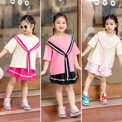 Bộ cộc tay mùa hè LITIBABY ngắn tay cà vạt kèm chân váy cho bé 11kg - 33kg